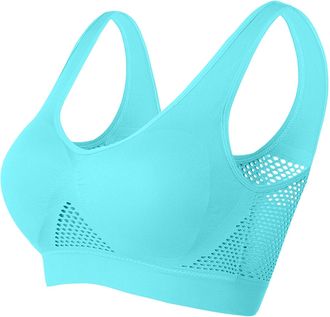 Generic Womens Sports Bras Plain Hollow Out Wide Shoulder Straps Elastic Wireless Removable Pads Support Running Gym Yoga High Impact Anti-Sagging Breasts For
