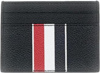 Thom Browne Black Pebble Grain Leather Double Card Holder