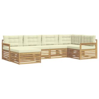 vidaXL Conjunto De Sof&aacute;s De Exterior 6 Pcs Blanco Y Crema Poli&eacute;ster Vidaxl