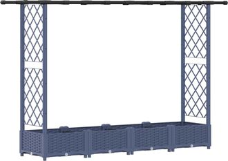 vidaXL Cama Elevada Con Trellis Y Techo Gris 203 X 40 X 121 Cm Pp Vidaxl