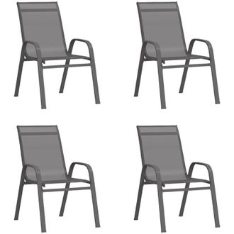 vidaXL Vidaxl - Sillas De Jard&iacute;n Apilables 4 Unidades Textilene Gris