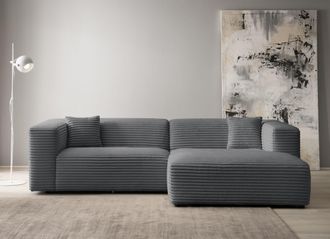 HOME AFFAIRE Ecksofa »BAKELS, L-Form in Cord oder Boucle-Stoff, moderne Couch« wahlweise Recamiere rechts/links, bequemer Sitzkomfort