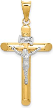 Diamond2Deal 14k Two-tone Gold Polished Crucifix Pendant