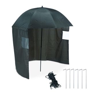 Relaxdays Paraguas De Pesca Con Pared Lateral, Repelente Al Agua, Con Clavijas Y Bolsa, Sombrilla Para Pescar, Verde - Relaxdays