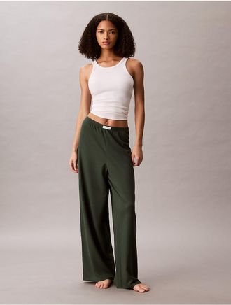 Calvin Klein Womens Classic Comfort Cozy Waffle Pants - Green - XL