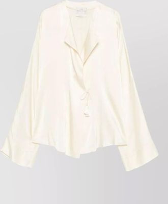 Forte_Forte silk shirt draped front tassel detail