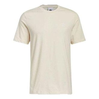 adidas Mens adidas originals Solid Color Logo Athleisure Casual Sports Round Neck Short Sleeve Creamy White T-Shirt HN0995