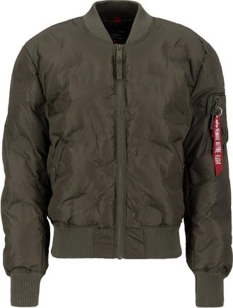 Alpha Industries Alpha Industries Mens MA-1 Embroidery Logo Puffer Bomber Jacket - Olive - Size X-Large