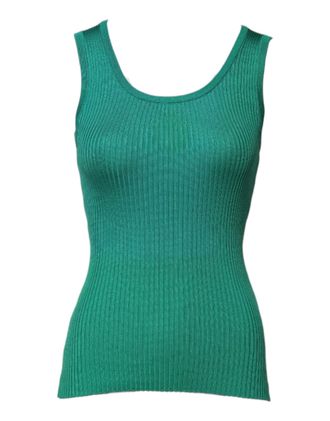 Dolce & Gabbana Womens Green Silk Sleeveless Round Neck Tank Top