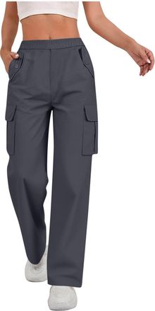 Generic Womens Cargo Trousers Outdoor Walking Hiking Trousers Multi Pockets Athletic Stretch Straight Leg Sweatpants Elasticated Waist Casual Work Pants Ladie