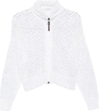 Brunello Cucinelli Sequin-embellished Open-knit Cardigan