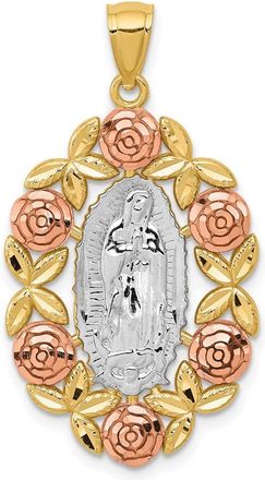 Diamond2Deal 14k Two-tone Gold White Rhodium Lady Of Guadalupe Pendant