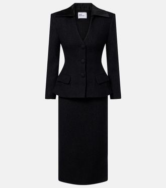 Self Portrait Wool-blend twill midi dress