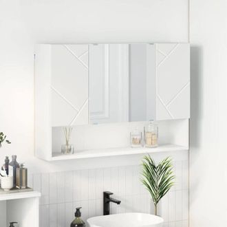 vidaXL Mirror Cabinet with Door White 80 x 17 x 55 cm Engineered Wood vidaXL