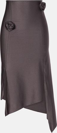 Coperni Gonna midi in raso con applicazioni floreali