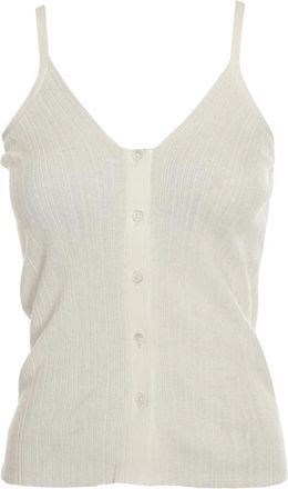 Drykorn Mouwloze Top met V-hals en Knopen - Dames - Tops zonder mouwen - Wit - XL - Tops