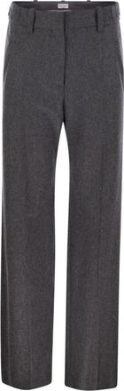 Brunello Cucinelli Rechte Losse Broek - Dames - Wijde Broeken - Grijs - M - Wol - Broeken