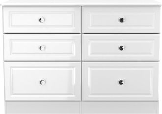 Welcome Furniture Clarence Ready Assembled 6 Drawer Wide Chest in White Gloss & White - Welcome Furniture | TJ Hughes