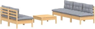 vidaXL Vidaxl - Juego De Muebles De Jard&iacute;n 6 Pzas Y Cojines Madera Pino Gris