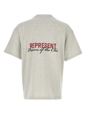 Represent Mens Melange Grey Cotton T-Shirt Creammarl