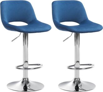 Clp Clp - Set De 2 Taburetes De Bar Camden En Terciopelo Azul Metal Cromado
