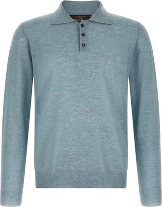 Zanone Polo met lange mouwen - Heren - Ronde hals truien - Blauw - XL - Kasjmier - Truien & Vesten