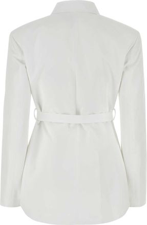 Valentino Garavani Womens White Poplin Overcoat Biancoottico Exterior: Cotton Giubbini Jacket