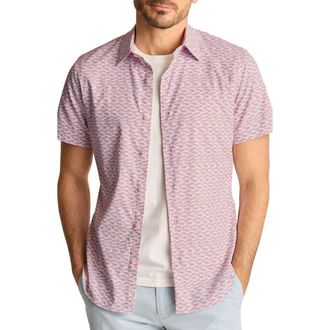 Bonobos Slim Fit Tech Performance Short Sleeve Button-Up Shirt in Fish Party at Nordstrom Rack, Size Xx-Large