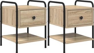 vidaXL Mesa De Noche 2 Uds. Roble Sonoma Madera De Ingenier&iacute;a Vidaxl