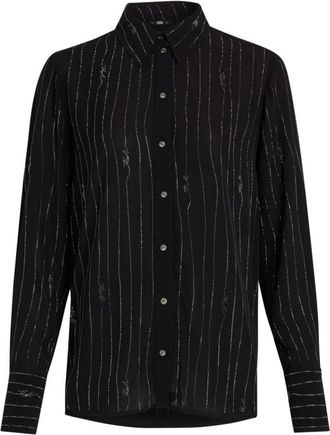 Karl Lagerfeld Shirt met strass-applicaties - Dames - Overhemden - Zwart - XS - Overhemden