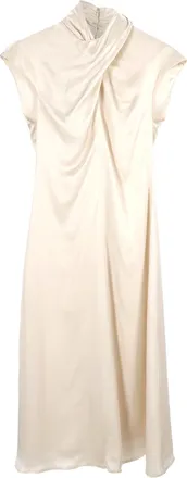 Beaufille Draped Midi Dress in Cream Acetate