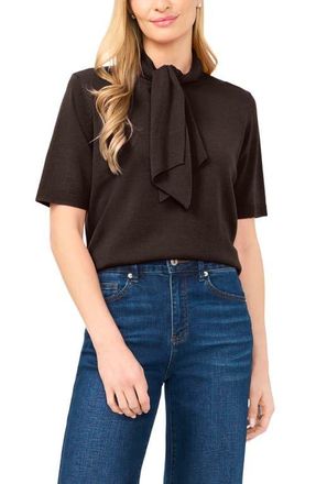 CeCe by Cynthia Steffe Tie Neck Short Sleeve Sweater in Delicioso at Nordstrom, Size X-Large