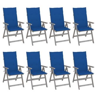 vidaXL Sedie Giardino Reclinabili 8pz Cuscini Massello Acacia Grigio Vidaxl