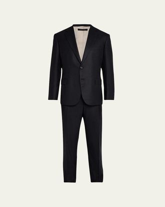 Brioni Mens Brun Pinstripe Escorial Wool Suit