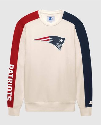 Starter Mens New England Patriots Team Crew Long Sleeve Shirt In Cream