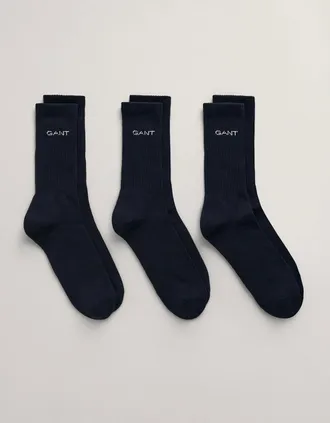 GANT Mens GANT Mens Sport Socks 3-Pack - 410 Marine - Navy - Size: 9/9.5/10/10.5/11