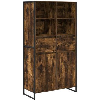 vidaXL Vitrina Con Caj&oacute;n 2 Pcs Roble Humo 81 X 36 X 150.5 Cm Vidaxl