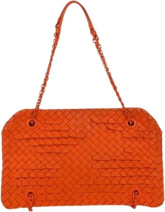 Bottega Veneta Pre-owned Shoulder Bags, female, Orange, Size: ONE SIZE Pre-owned Intrecciato shoulder bag