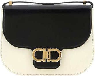 Ferragamo BlackWhite Double Gancini XS Crossbody Bag