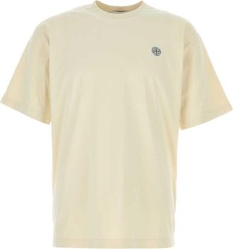 Stone Island Off White Crewneck Logo Patch T-Shirt