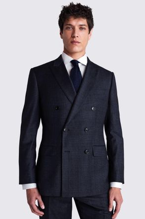 Moss Tailored Fit Navy Check Performance Suit Jacket