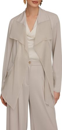 DKNY Mixed Media Open Front Jacket in Tuscan Grey at Nordstrom, Size X-Small