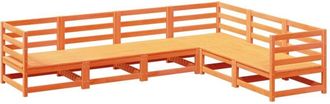 vidaXL Juego De Sof&aacute;s De Jard&iacute;n 6 Pzas Madera Maciza Pino Marr&oacute;n Cera Vidaxl
