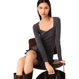 Maje Rib knit sweater in Grey at Nordstrom, Size X-Small