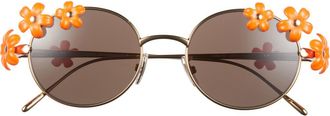Loewe Signature Oval Sunglasses in Shiny Endura Gold /Brown at Nordstrom