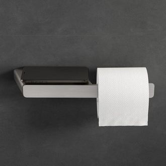 Geesa Shift Toiletrolhouder zonder klep met planchet RVS geborsteld