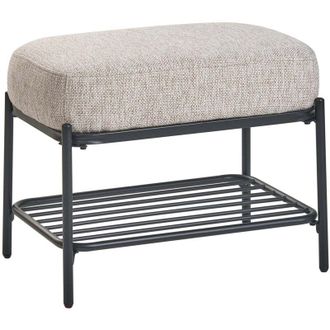 Beliani Shoe Bench Beige Fabric Upholstered Hallway Bench with Shelf Padded Seat TRUCKEE