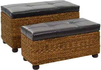 vidaXL Set Panche 2 pz in Giunco Marrone - Vidaxl