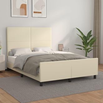 vidaXL Estructura De Cama Sin Colch&oacute;n Cuero Sint&eacute;tico Crema 140x190 Cm Vidaxl