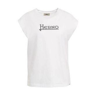 Herno T-Shirts, female, White, Size: XL Logo T-shirt